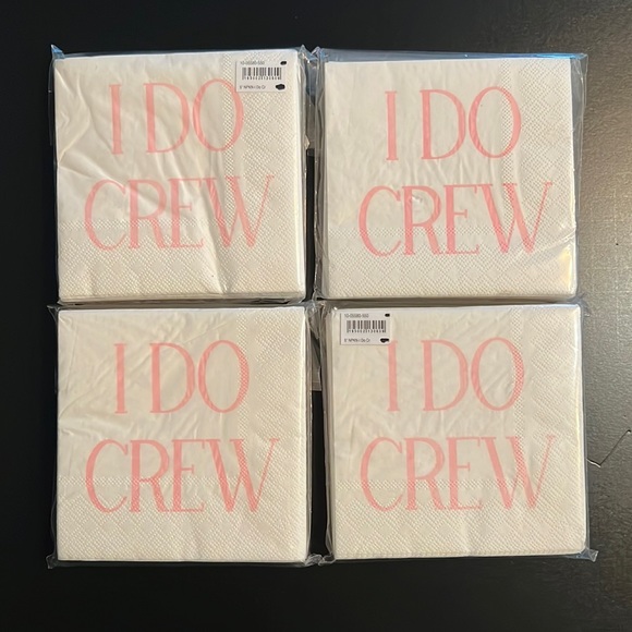 “I DO CREW” 5” napkins-cocktail size-4 packs of 20 each-NWT-flaws - Picture 3 of 6